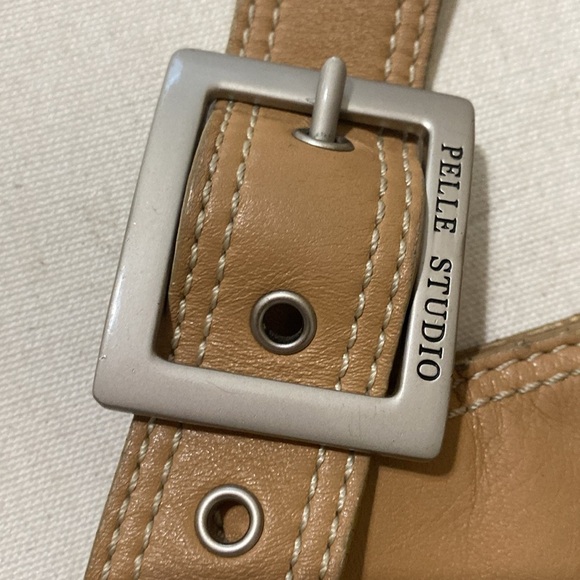 Vintage Wilson Pelle studio Tan Leather Crossbody pocket bag women S Y2K travel - Picture 3 of 8